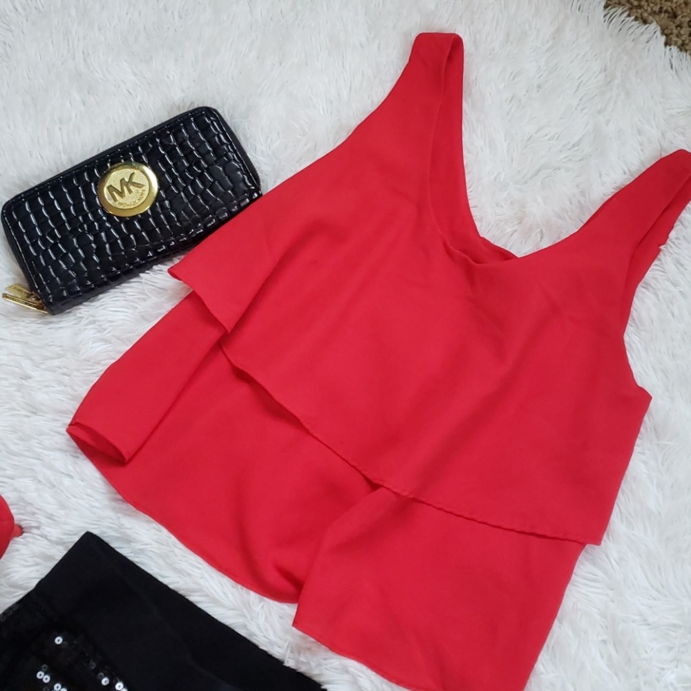 Red flowy top
